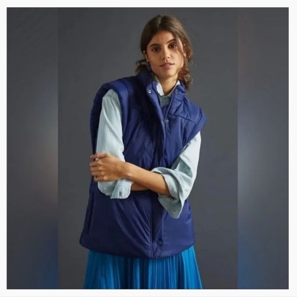 Maeve By Anthropologie Snap Sleeve Puffer Jacket Size Large New - Picture 3 of 12